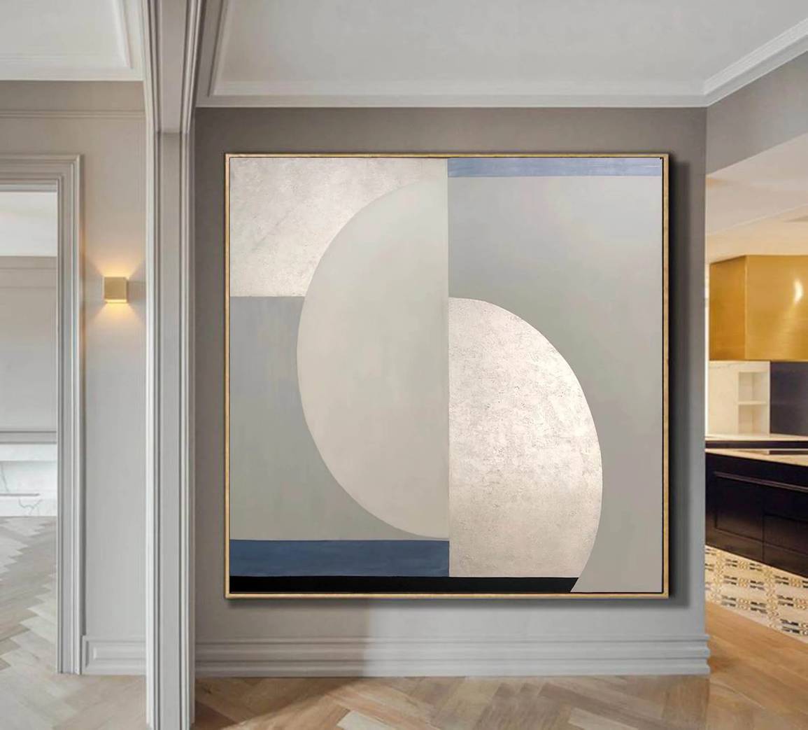 Hallway Room Geometric Silver Abstract Canvas Artwork W043S wall art